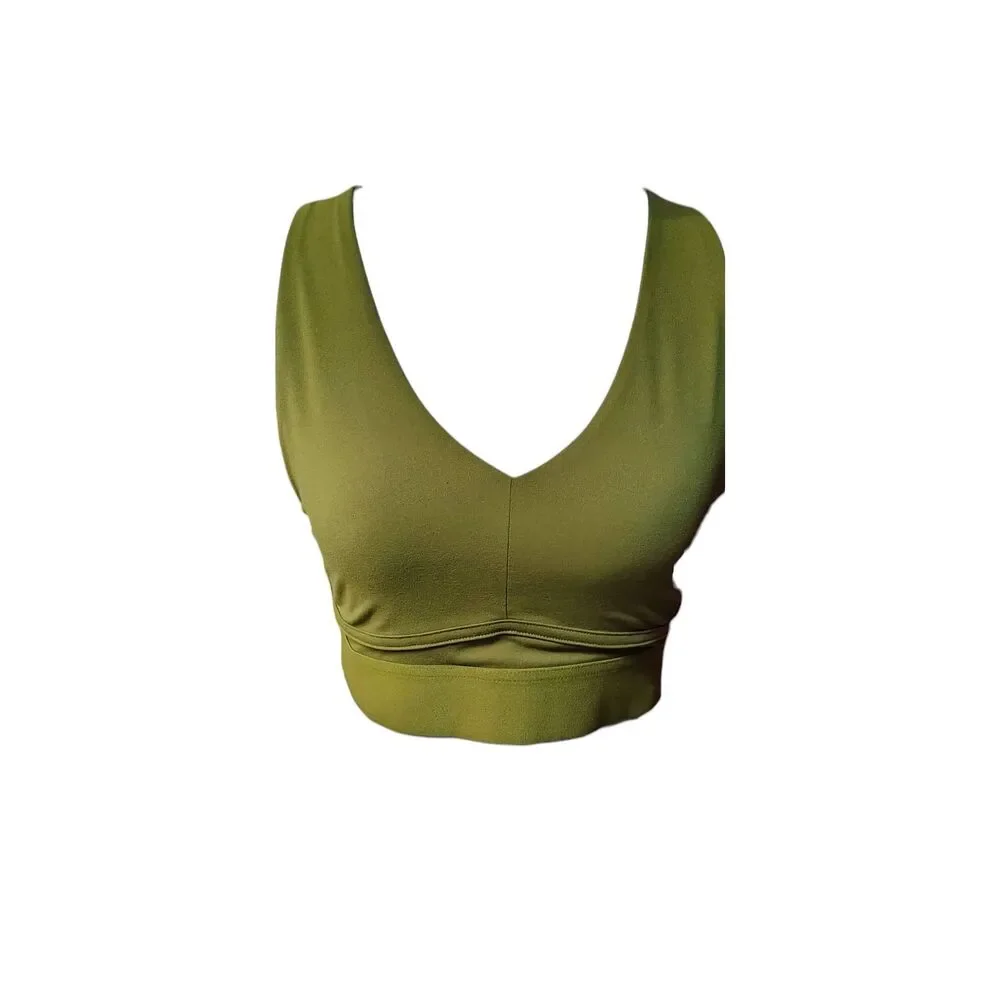 Fabletics Everyday All Day Sports Bra Utility Green Medium Low Impact Racerback